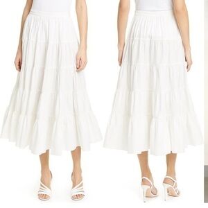Ulla Johnson Sylvie Tiered Cotton Midi Skirt